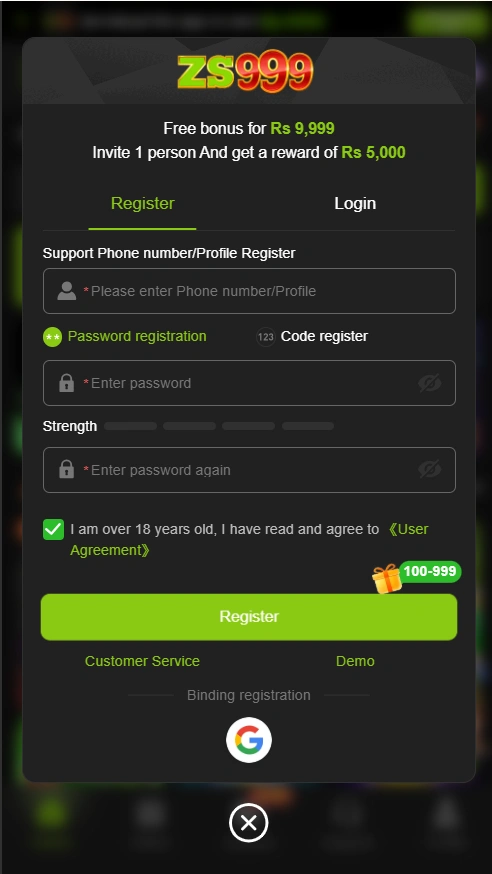 ZS999 Game login