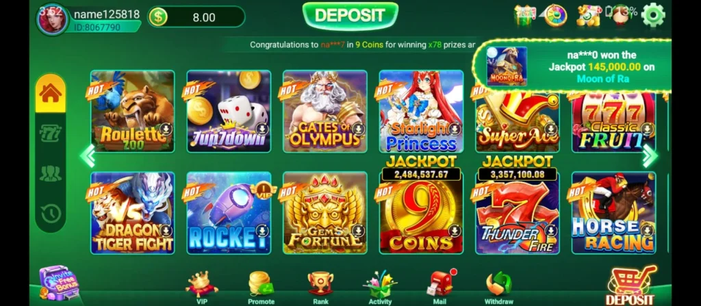 PannaSlots Game interface screenshot